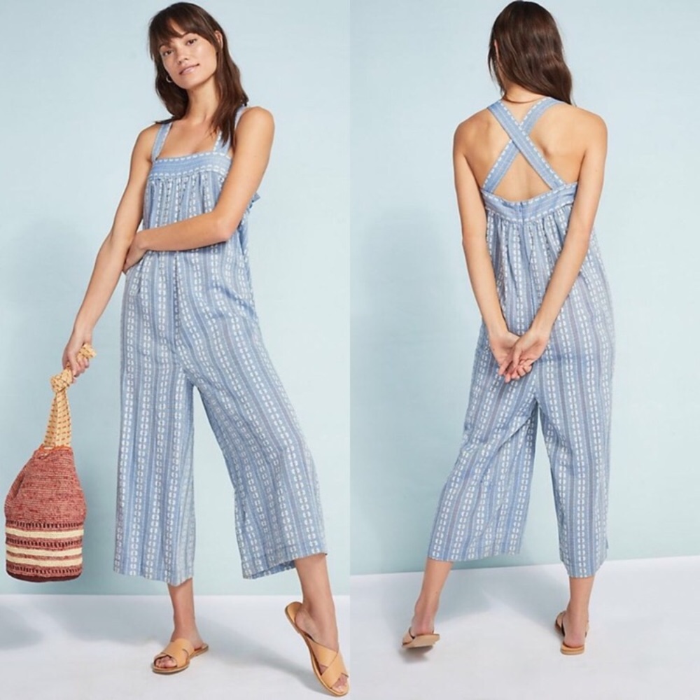 Anthro Seafolly Dobby Striped Jumpsuit Size XS